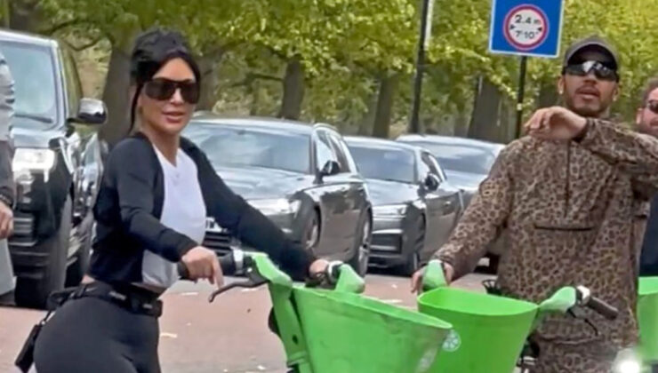 Kim Kardashian ve Lewis Hamilton’ın bisiklet keyfi