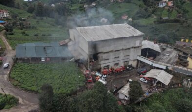 Rize’de çay fabrikasında yangın paniği