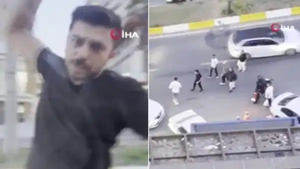 Trafikte kavga: Taksinin camını ve sürücüyü yumrukladı