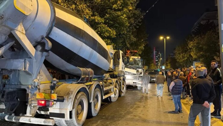 El freni çekilmeyen beton pompası dehşet saçtı: 7 araç hasar aldı
