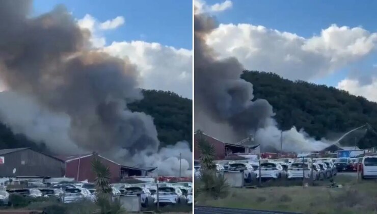 Eyüpsultan’da yediemin otoparkında yangın