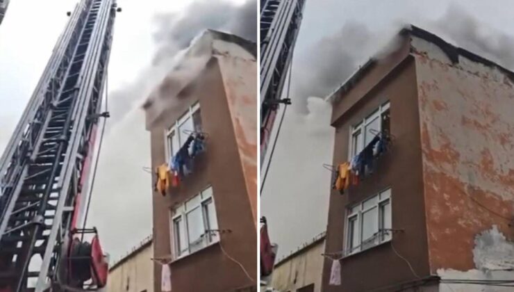 Fatih’te 3 katlı binanın terasında korkutan yangın