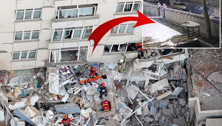 İstanbul’da 7 katlı binanın çökme anı kamerada