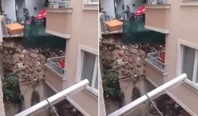 Kağıthane’de sağanak sonrası evin istinat duvarı çöktü