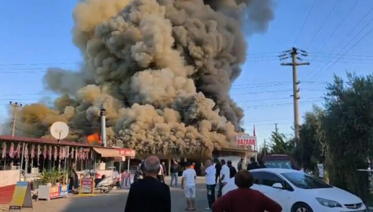 Kuşadası’nda yangın paniği! Alevler pazar yerini sardı