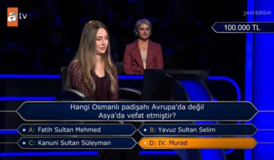 Milyoner’de 100 bin liralık “Osmanlı” sorusu: İki jokerle bilemedi