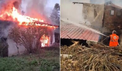 Uykusunda evi küle döndü: Camdan atlayarak canını kurtardı