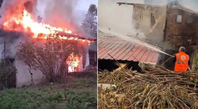 Uykusunda evi küle döndü: Camdan atlayarak canını kurtardı